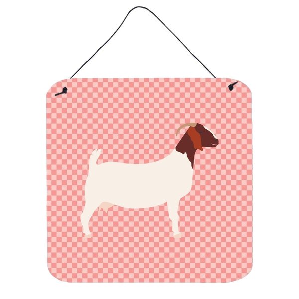 Micasa Boer Goat Pink Check Wall or Door Hanging Prints6 x 6 in. MI231322